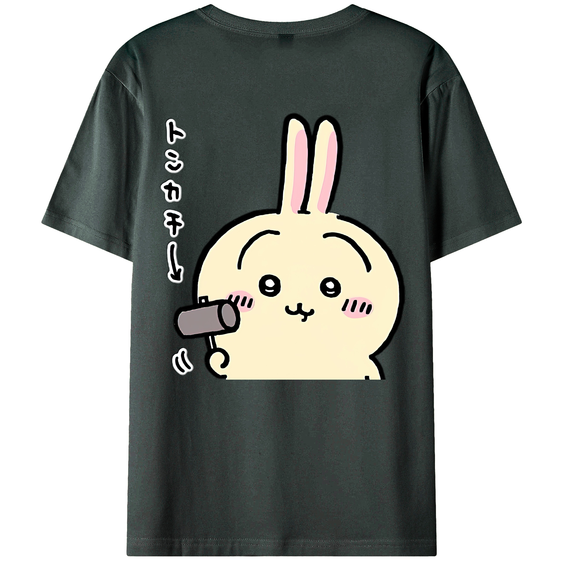 （画像用） ちいかわ うさぎ Chii-kawa usagi 綿100％ メンズ半袖Tシャツ（バックプリント） 通気性